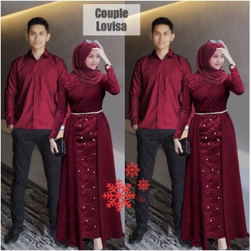 Set Baju Kopel Muslim Pakaian Couple Pasangan Remaja Suami Istri Terbaru 2022 Gamis Maxy CP LOVISA D