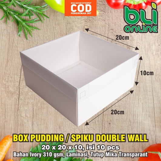 

Box Pudding 20 x 20 x 10 Isi 10pcs / Dus Pudding / Kotak Pudding /.packaging Pudding / Spiku Doublewall