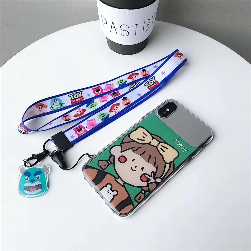 A Cartoon Pendant + A Nylon lanyard can be used as a Phone ID Badge Camera band