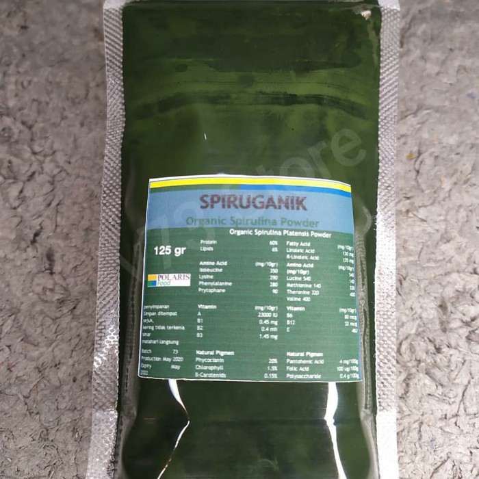 SPIRUGANIK ORGANIC / SPIRULINA BUBUK / SPIRULINA POWDER 125 GR BY POLARIS FOOD