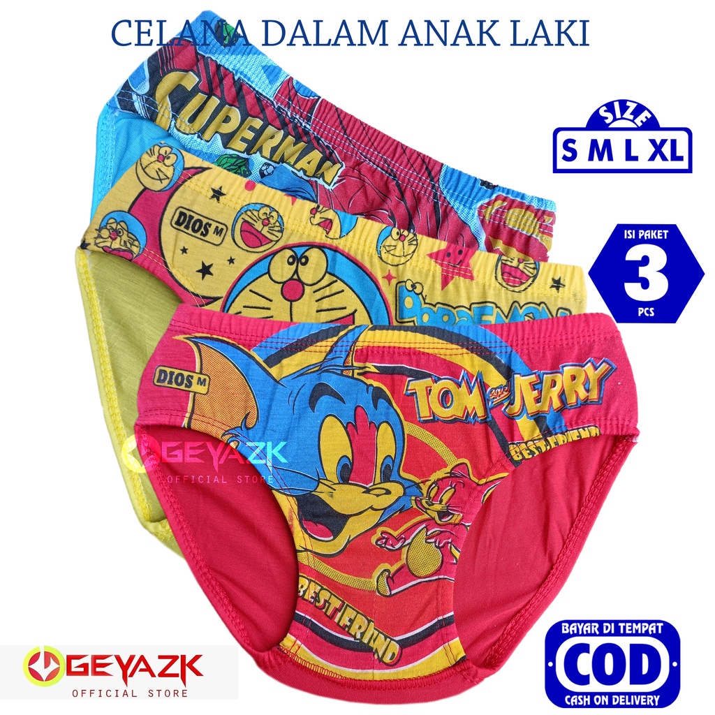 3 Pcs Celana Dalam Anak Laki Gambar Kartun