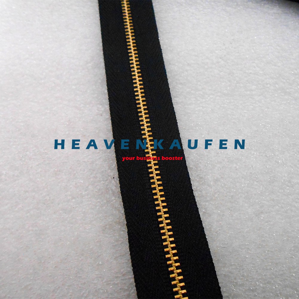 Resleting Zipper YKK Type Gigi Besi Kecil No 3 Hitam - Gold Emas Harga Per Meter