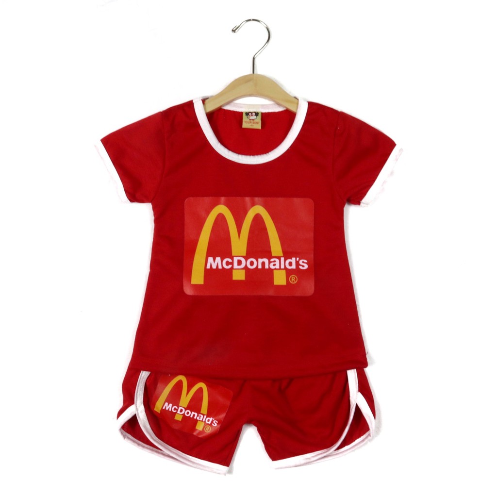 SETELAN FASHION SIKUNING MOTIF MCD BAJU ANAK PEREMPUAN BAHAN KAOS GAMBAR SABLON 2-7 TAHUN