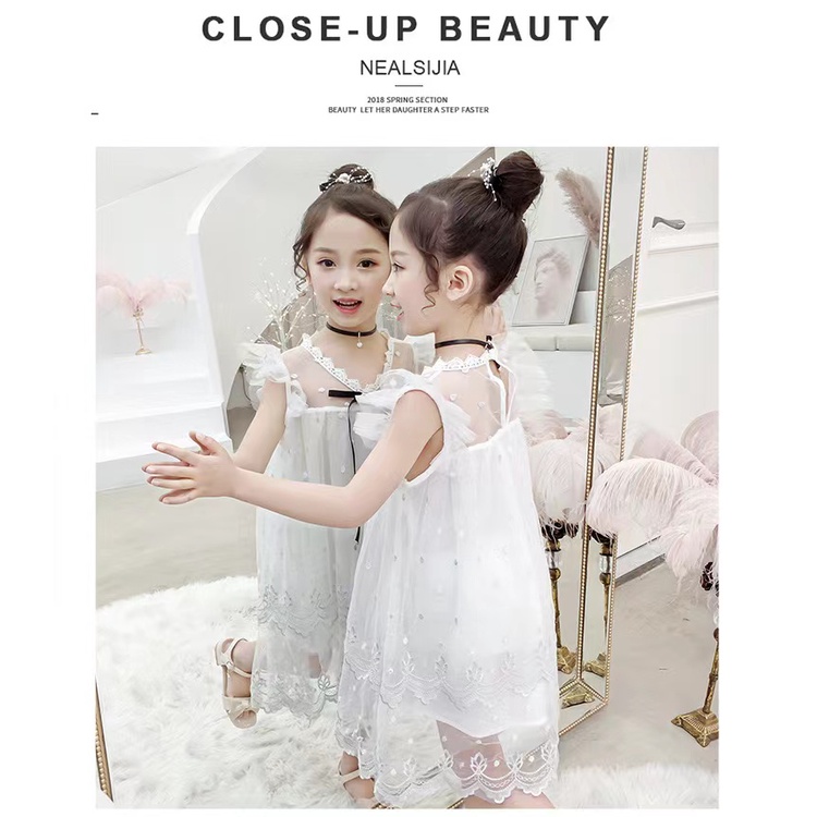 [KIDSWONDERLAND] 1011 Dress Angel Anak Perempuan Gaun Korean Style Impor Renda Bordir