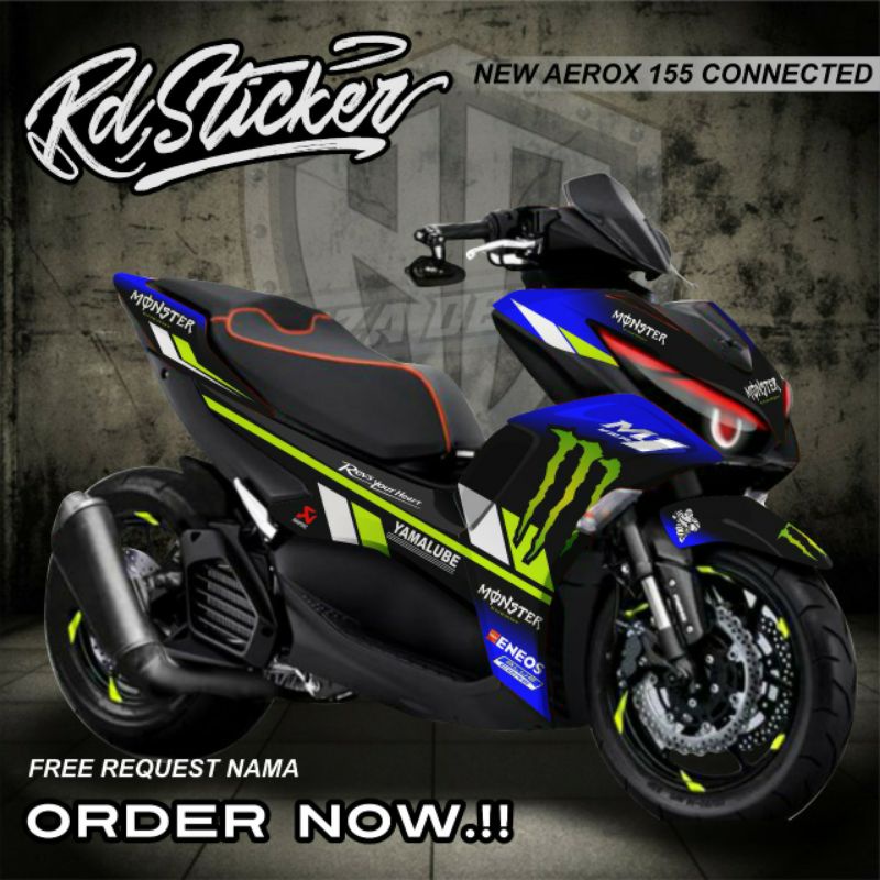 decal sticker new aerox connected. decal sticker aerox 2021/2022. sticker aerox 155