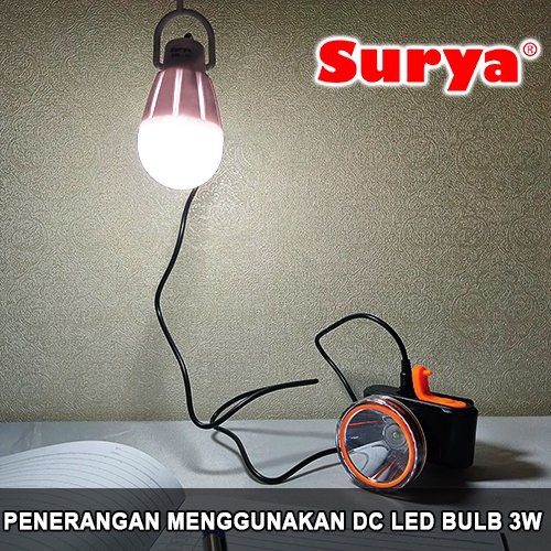 Surya Senter Kepala LED Super Terang Lithium SYH L155L LED 15 Watt + Bola Lampu Super LED DC 3W