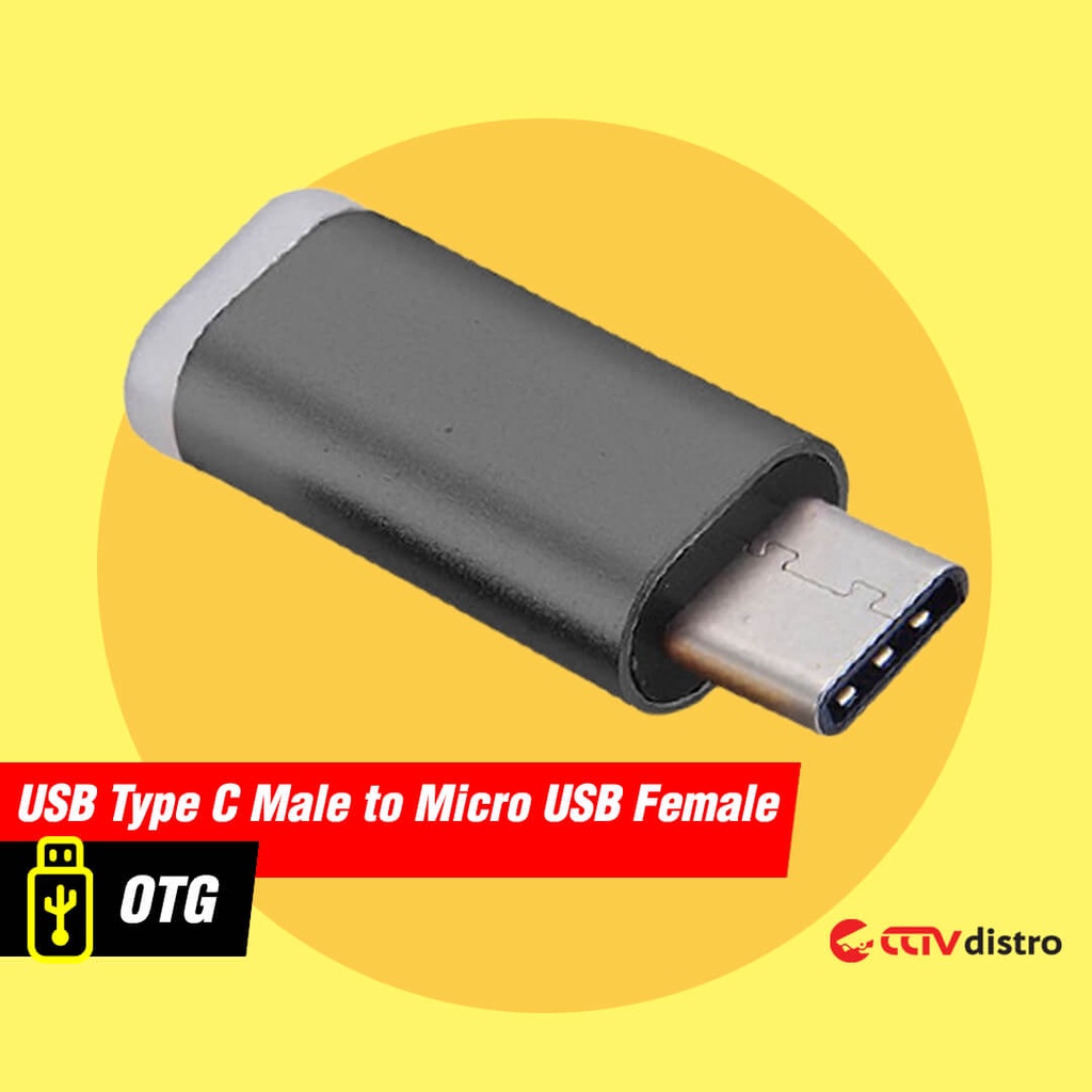 OTG Type C Male To Micro USB Female Converter Mini Adapter Connector Bahan Metal Garansi 1 Bulan