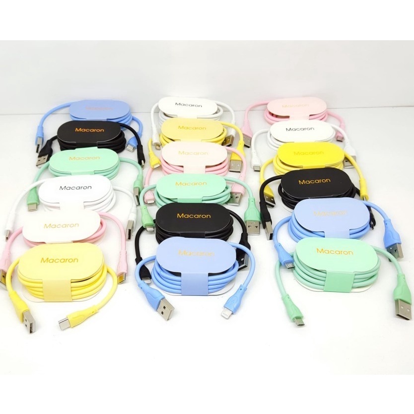Kabel Data Charger Macaron V8 Micro USB iP LIGHTNING Type C Fast Charging Data Cable 100CM -D2