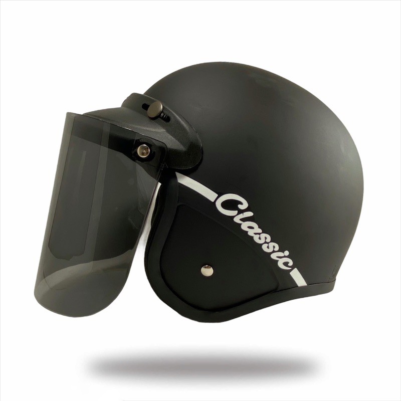 Helm Bogo Dewasa Polos Helem Retro Kaca Datar