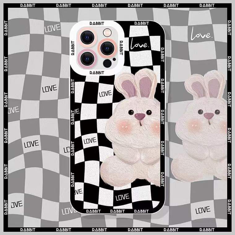 Soft Case Silikon Motif Harimau / Kelinci Untuk IPhone 13 12 Pro Max 11 XS XR X 8 7 6S Plus Mini