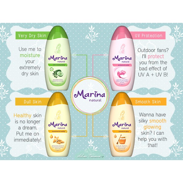 MARINA NATURAL HAND AND BODY LOTION -  95ML