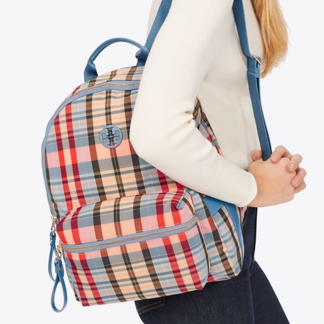 TERMURAH Tory burch backpack plaid zip original