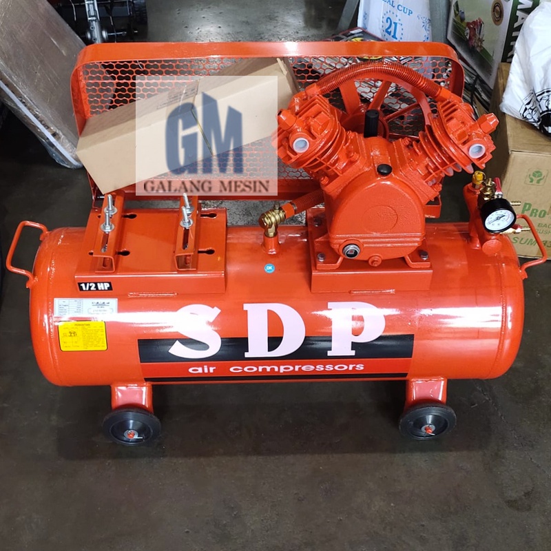 Kompresor Angin 0.5 HP SDP Portable Air Compressor 1/2hp + Mesin Bensin Gasoline Engine 5.5 hp Kompressor Udara MVU-5112