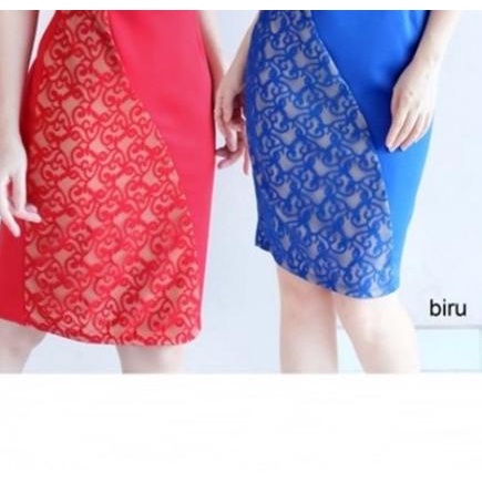 ❋ SEDS521 DRESS PESTA BRUKAT LACE MIDI BODYCON SEPAN PREMIUM NATAL - HITAM - PLUS ☛