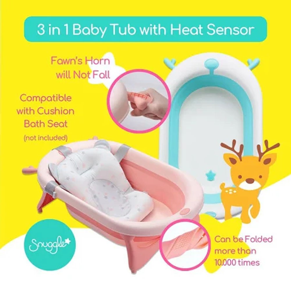 Snuggle Instant Folding Baby Bath Tub with Heat Sensor 3in1 CR8836 Bak Mandi Bayi