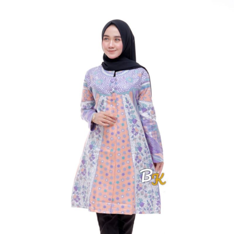 tey-17 Batik wanita ASJ SA HRB026 Kenongo Kemeja Tosca Pendek-5
