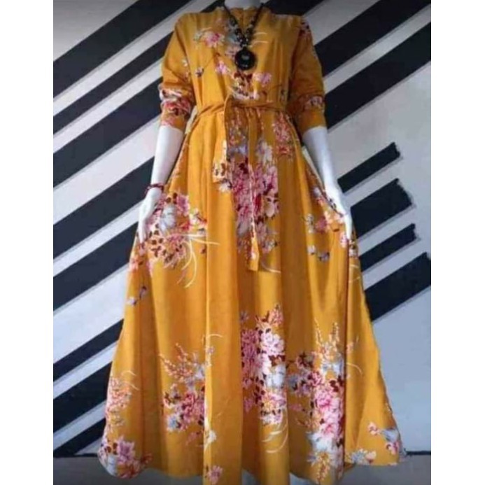 GAMIS KATUN JUMBO MOTIF BUNGA SAKURA