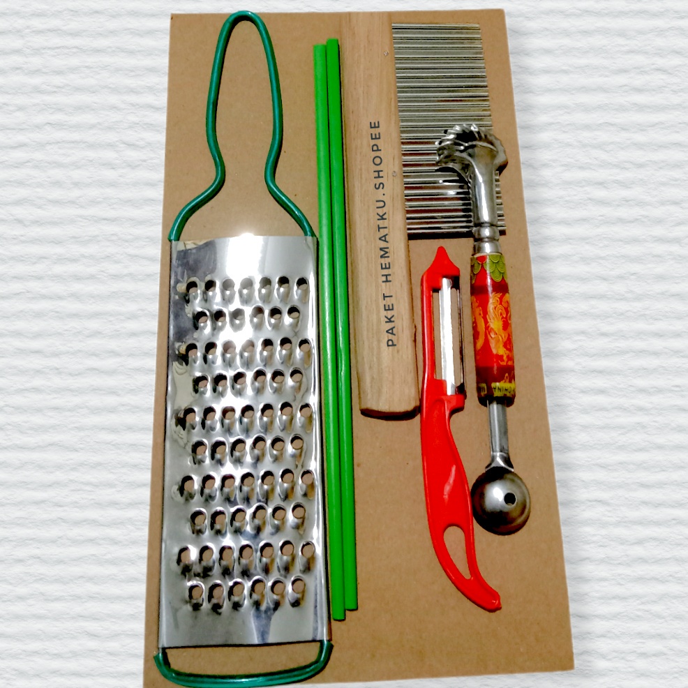 SET PARUTAN PEELER DAPUR MURAH ISI 5 PCS | SET PERALATAN DAPUR MURAH PARUT RUJAK | SUMPIT | PISAU AC