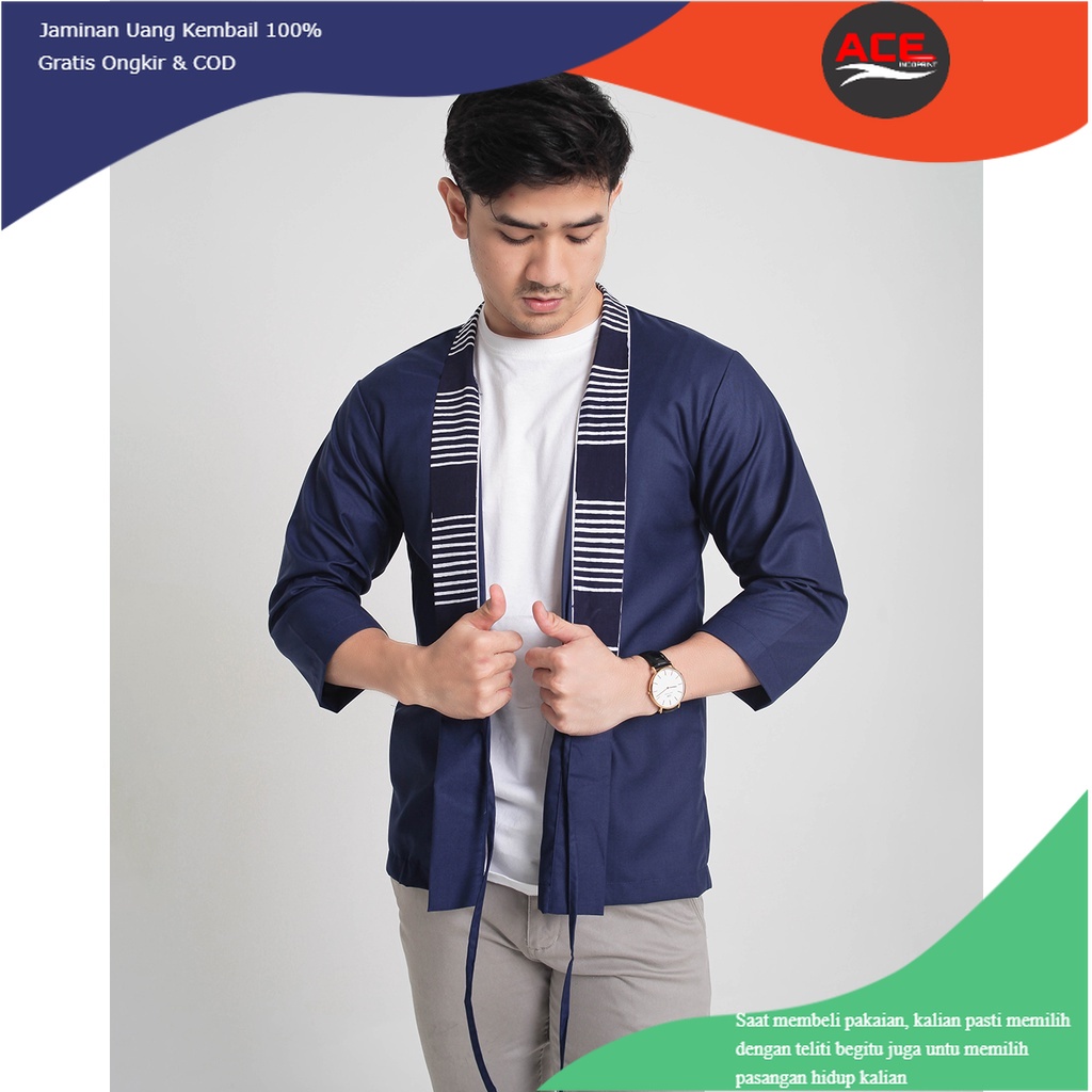 baju BAJU D'GAWAN Outer Batik Pria Hito Kimono - Navy PRIA DAN WANITA outer