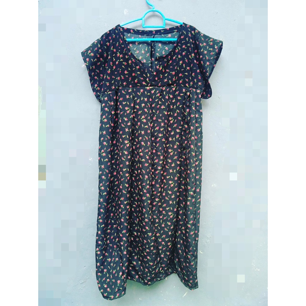 PROMO BAJU BLOUSE ATASAN SIMPLE WANITA MOTIF BUNGA WARNA HITAM