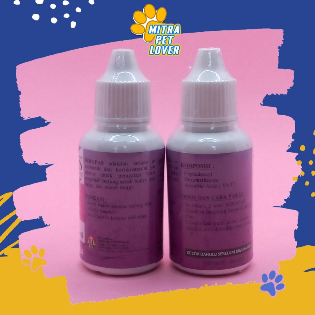 ANTIBIOTIK SESAK NAFAS BURUNG - SERAFAS 30 ML ORIGINAL - OBAT TETES SUARA SERAK - SESAK NAFAS MACET BUNYI BURUNG - ATASI FLU , SUARA JERNIH GACOR - MURAH ASLI BERKUALITAS - PET ANIMAL HEALTHCARE TAMASINDO VITAMIN HEWAN BINATANG PELIHARAAN MITRAPETLOVER