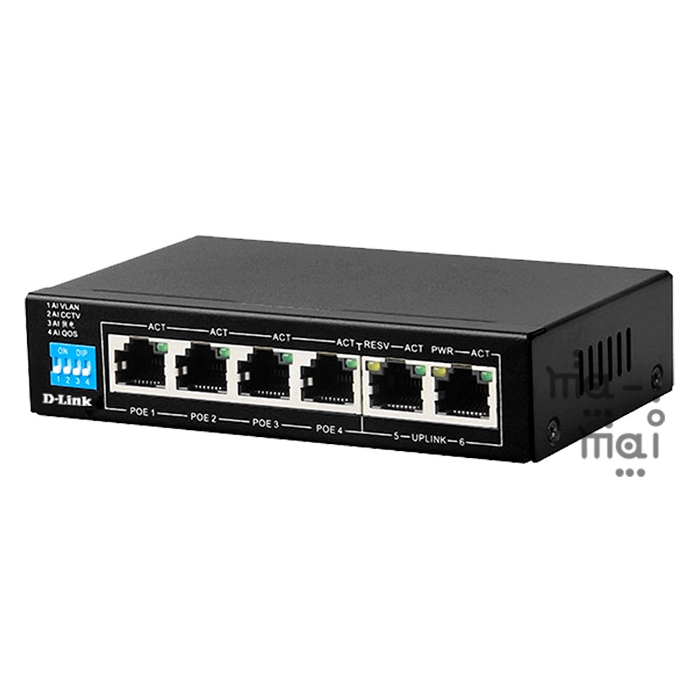 D-Link Switch DES-F1006P-E 250M 6-Port 10/100 Switch 4 PoE &amp; 2 Uplink