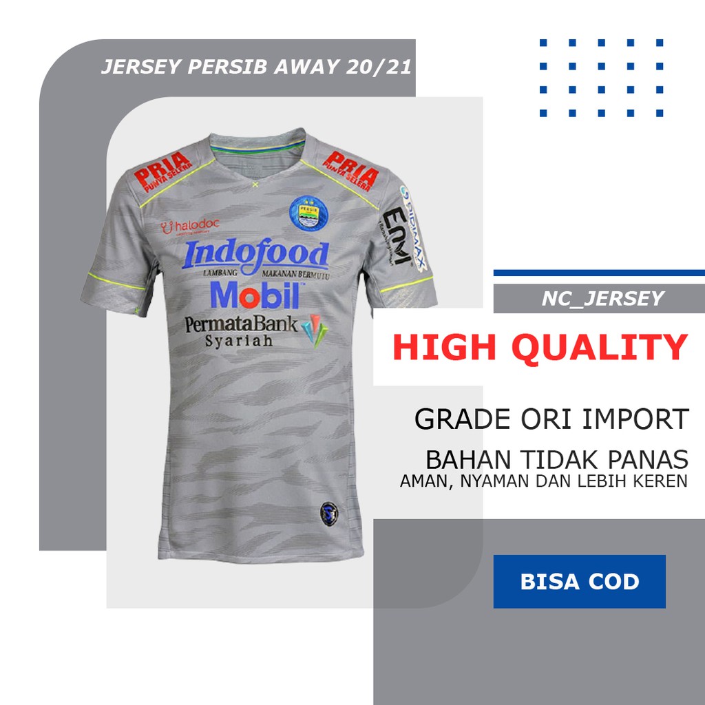 Jersey Persib Away Liga 1 2020 Grade Ori Official / Baju Bola Persib / Kaos Bola Persib Bandung