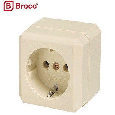 Broco Stop Kontak Tempel 15410 Cream - Stop Kontak Outbow Broco Cream