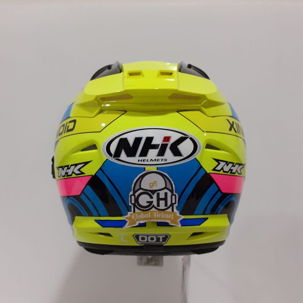 HELM NHK R1 XINOID NHK R-1 XINOID YELLOW FLOURECENT DOUBLE VISOR