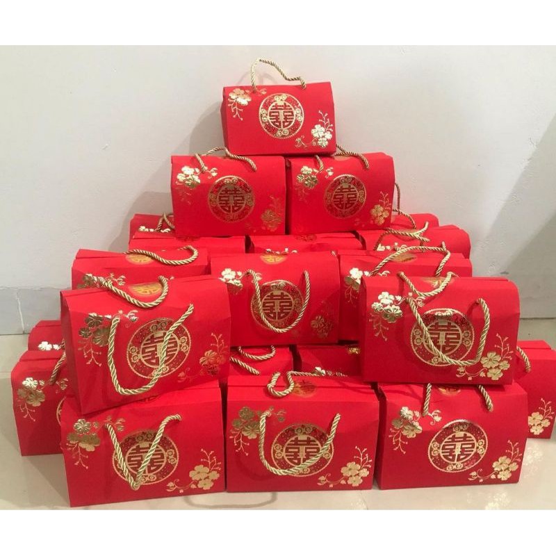 

Paperbag Sangjit Merah shuangxi bunga