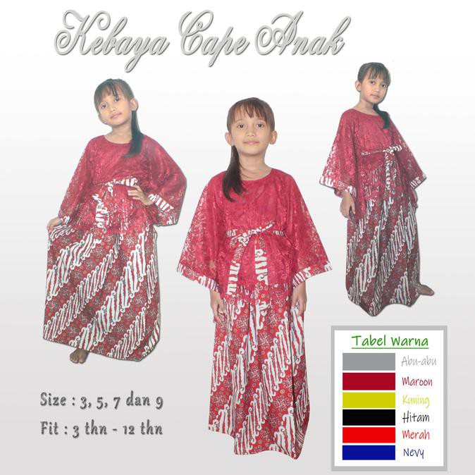 Setelan Anak Perempuan - Kebaya Brukat Cape Anak - Merah, S