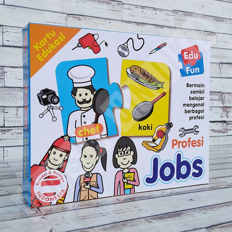 Puzzle Flashcard Jobs EduFun Kartu Pintar Profesi Mainan  