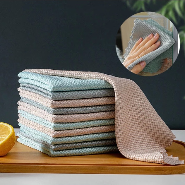 Handuk / Kain Lap Microfiber Dapur Kamar Mobil Gelas Piring Pembersih Meja Makan Serbaguna Lemari Dinding Lap Tangan Absorb Water Quick Dry Microfiber Hand Towel Cleaning Cloth