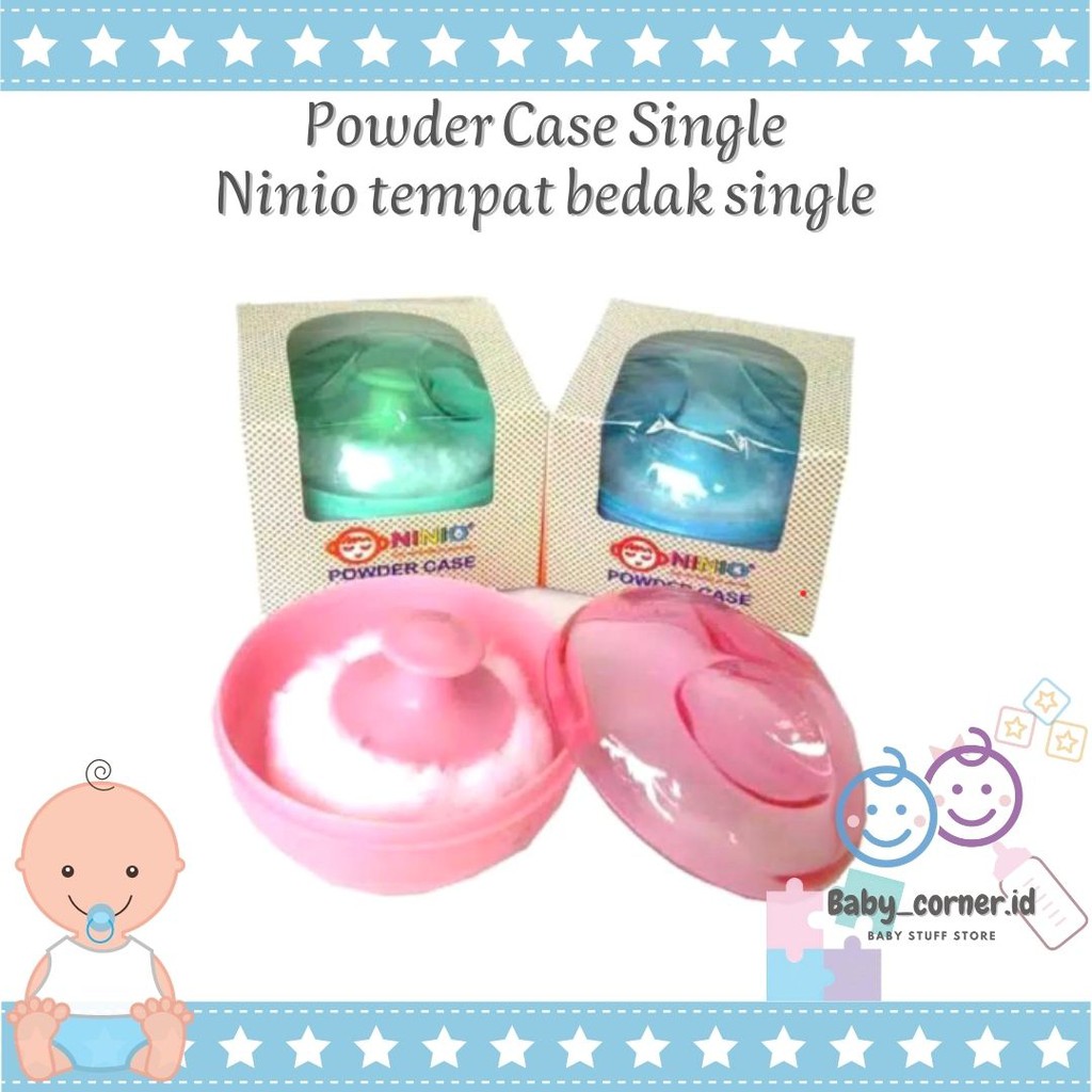 Tempat Wadah Bedak Bayi Murah Single- Powder Case Baby Bonus Puff Tebal