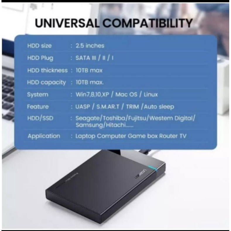 UGREEN Hard Drive Enclosure casing case HDD SSD SATA hardisk internal jadi external 2.5 USB 3.0 5 6 Gbps UASP ori original 100%