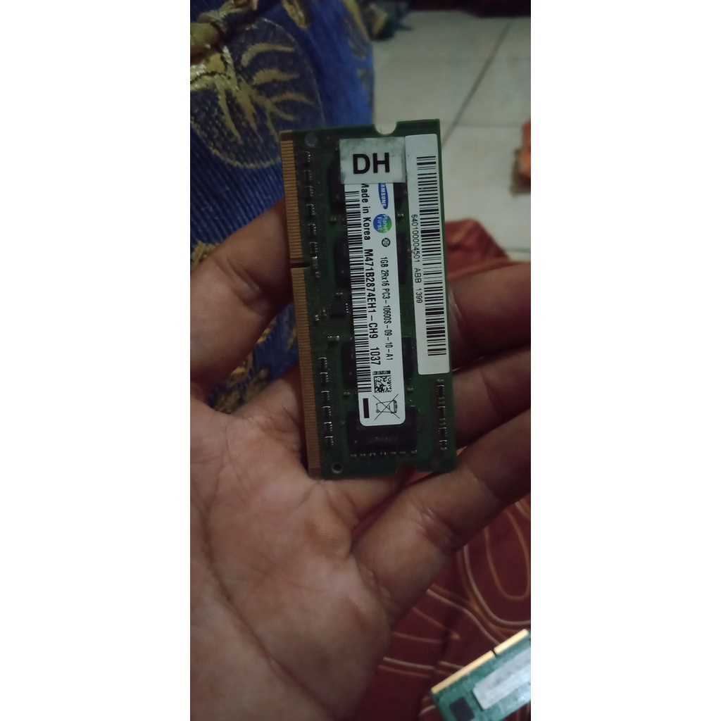Ram Laptop / SODIM Second 1GB Merek Samsung 2Rx16 PC3-10600S Tested