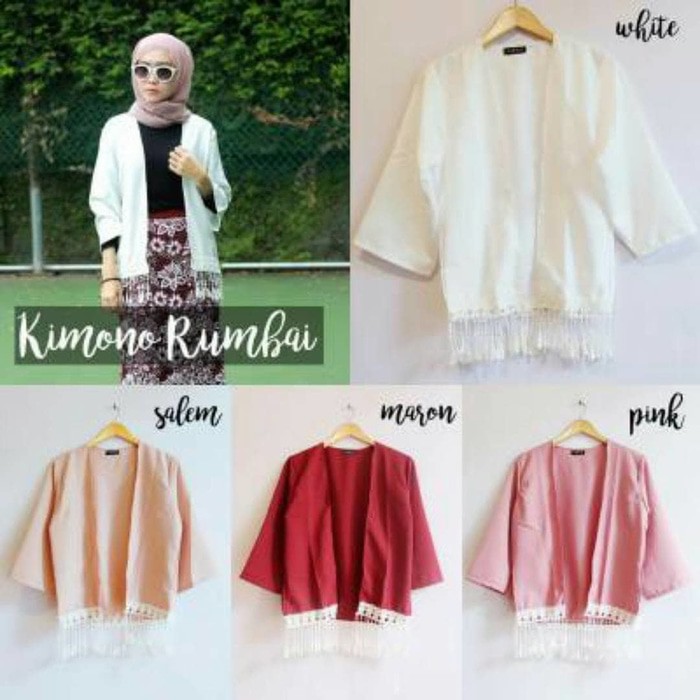 Outer Wanita  Cardigan  Kimono Rumbai KODE TR4372    Terbaru