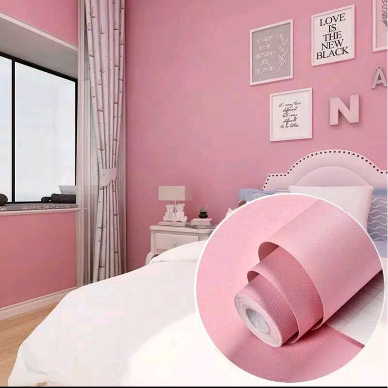 Murah Paket 5 Roll (BUY 4 GET 1 FREE) Pusat Wallpaper Dinding Polos / Stiker Dinding Anti Air / Walpaper Dinding Kamar Tidur Motif