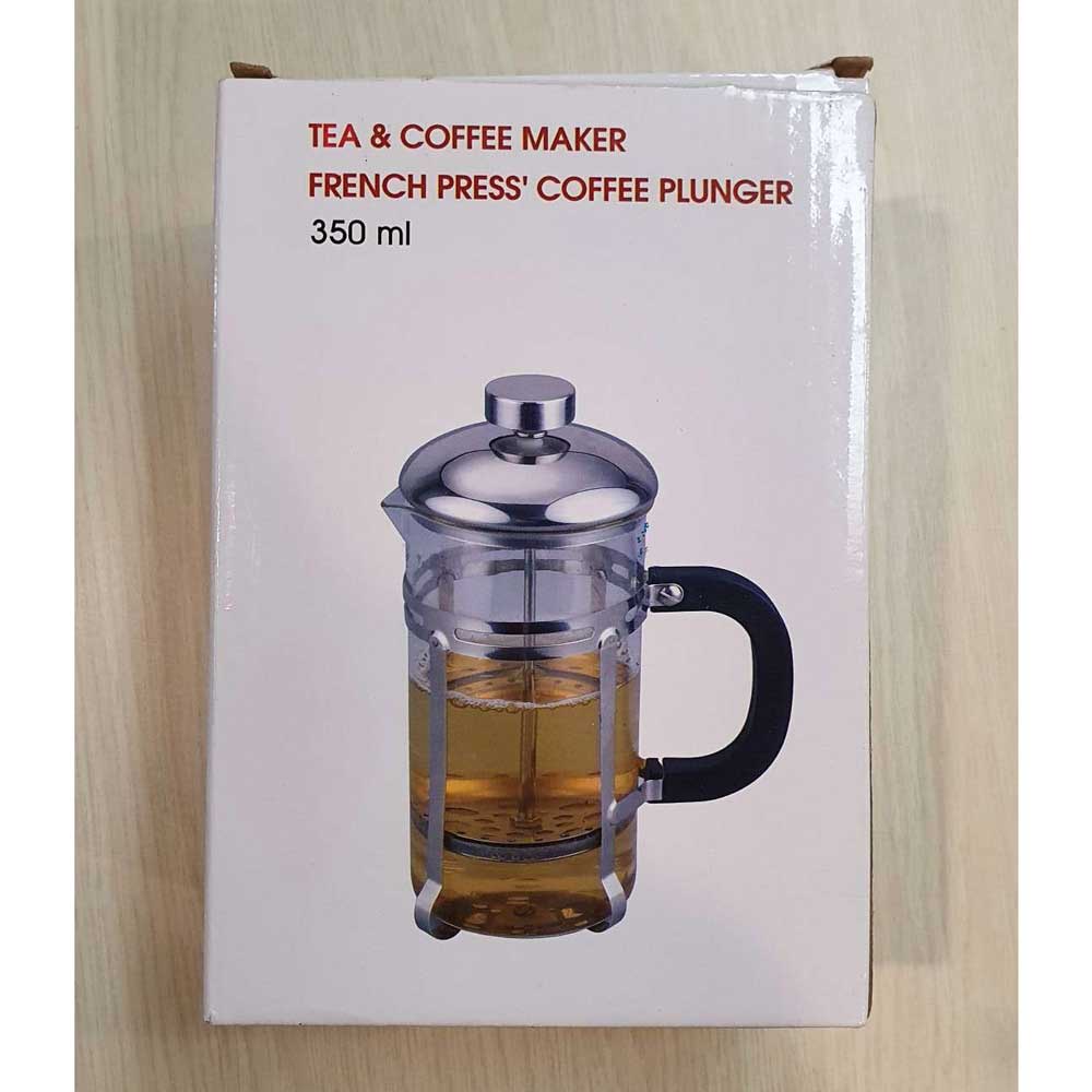 Teko Pot Press Coffee Maker Pot Gagang Kayu 350ml Transparent