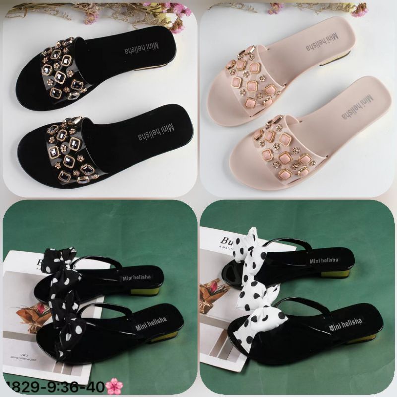 Sandal flat wanita Sandal JEPIT / SELOP jelly wanita MINI HELISHA import Premium