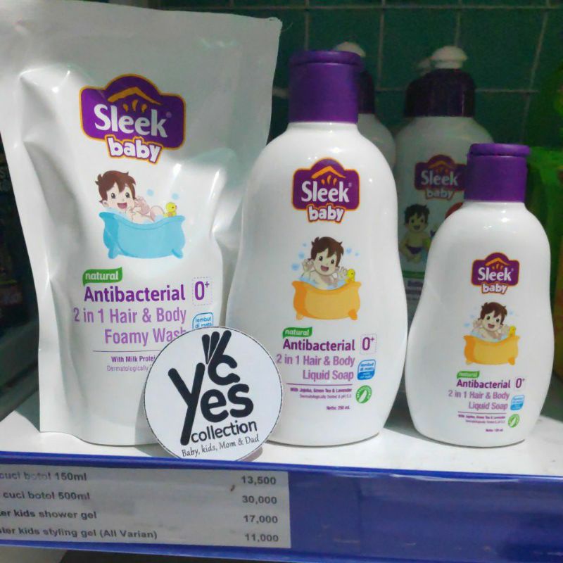 Sleek baby 120 - 250 - 300 ml botol hair &amp; body liquid soap sabun cair bayi mandi bottle 2in1 refill