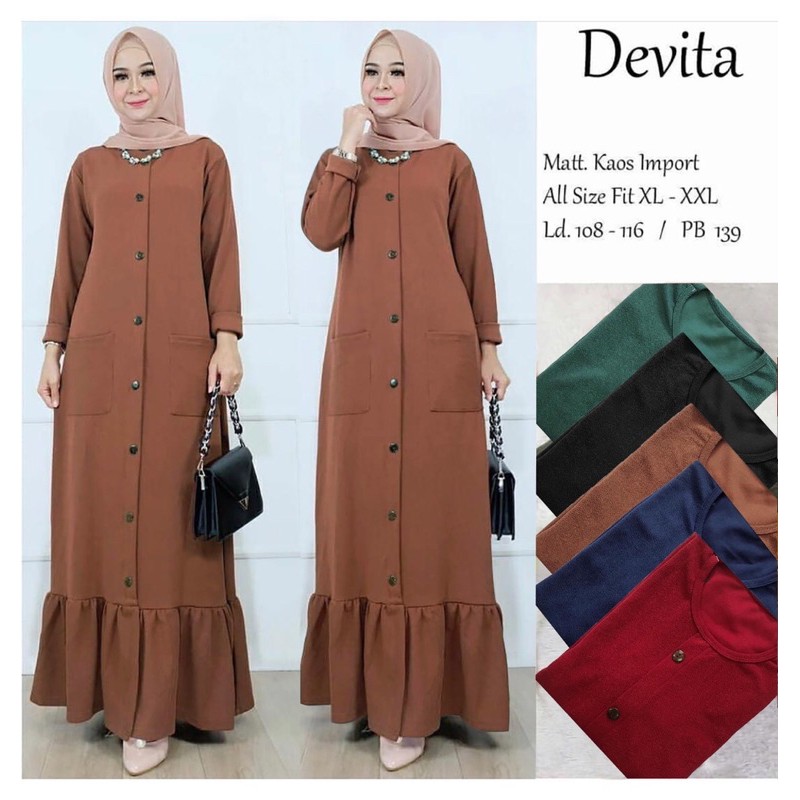 DEVITA - Gamis Wafle Milano LD100 Saku Depan (Kancing Variasi / No Busui) / R.6 - 197-5338