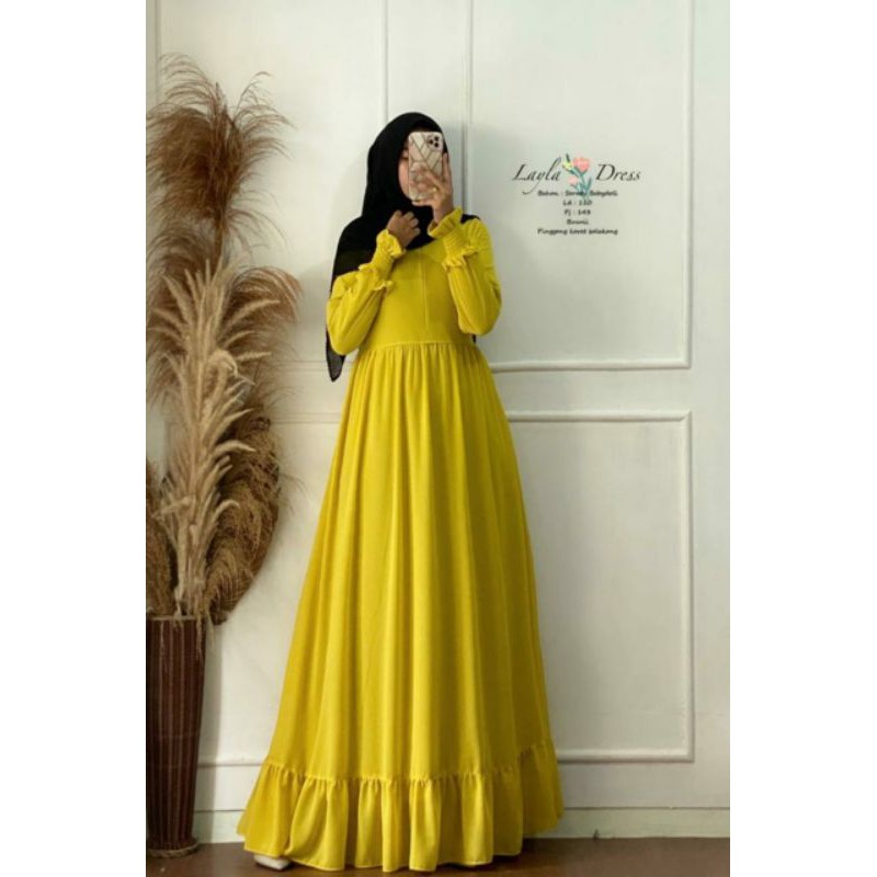 gamis layla dress ceruty babydoll polos simple dan elegan original by fajar collection