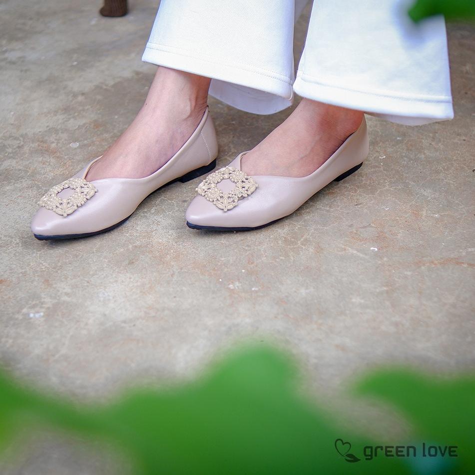 "MS.08Ap22y" Green Love Sepatu Flat SABRINA
