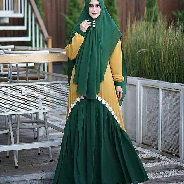 Liana Syar'i (Dress + Khimar), DRESS MUSLIM, baju wanita, baju gamis, dress, gamis, Baju gamis