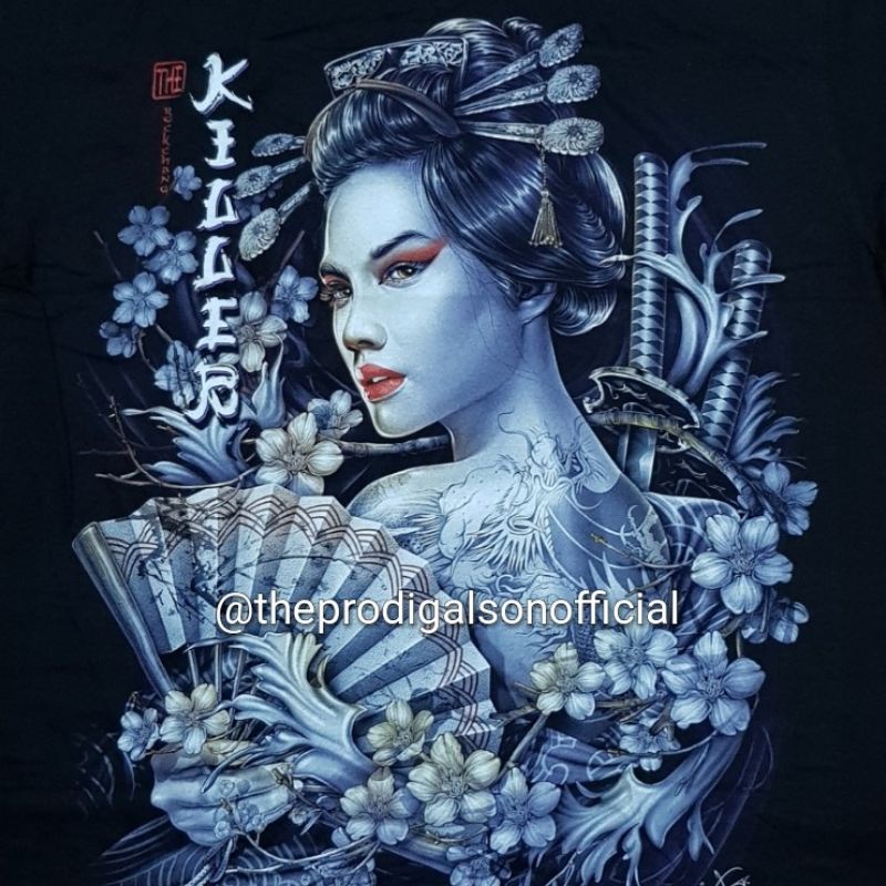 Kaos Rock Chang Import Size XL Geisha HD Glow in The Dark