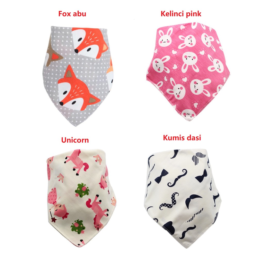 Celemek makan segitiga/bib segitiga / tatakan liur bayi import murah meriah