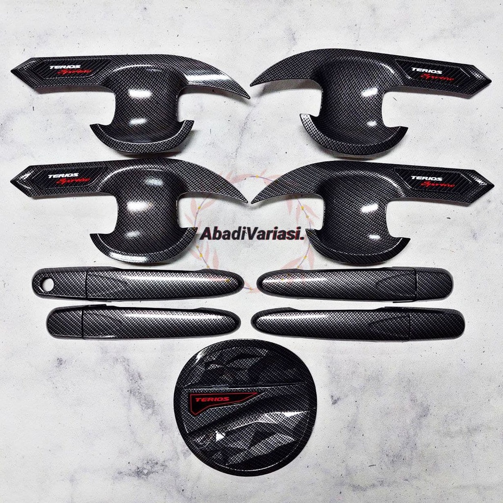 Paket Outer Handle Tank Cover Mobil All New Terios Full Carbon NO SMARTKEY