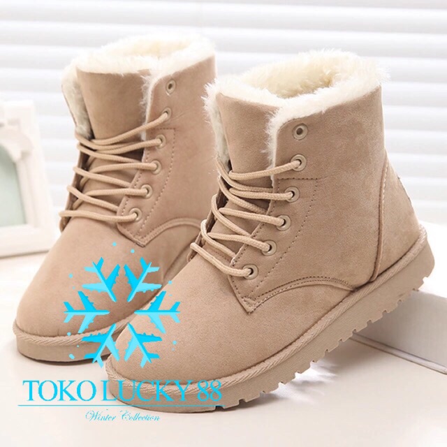 IMPORT MOLLAD Boots Thermal Sepatu Boots Winter Lapis Bulu Musim Dingin