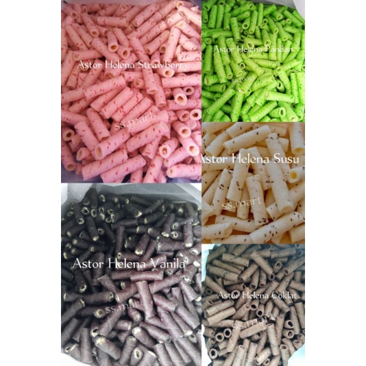 

Astor Helena coklat, pandan, strawberry, susu dan vanila 500gr